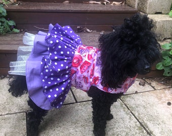 Dog Dresses purple, party dress, dog clothes, pet dresses, costumes, small dog,Cat dresses, wedding attire, hot pink, layered, summer,Puppy