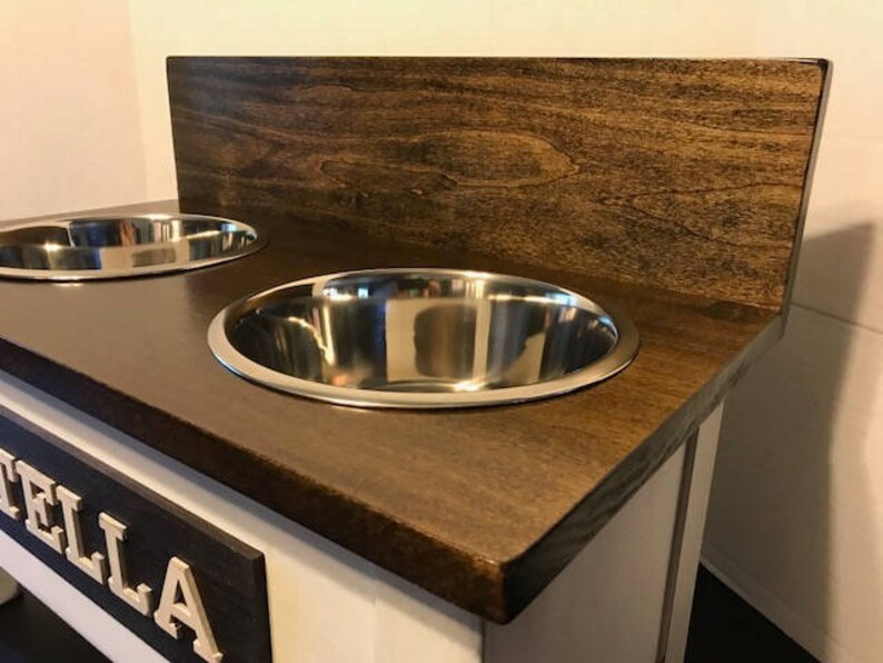 Dog Bowl Stand with Backsplash Dog Feeder Personalized Dog Etsy