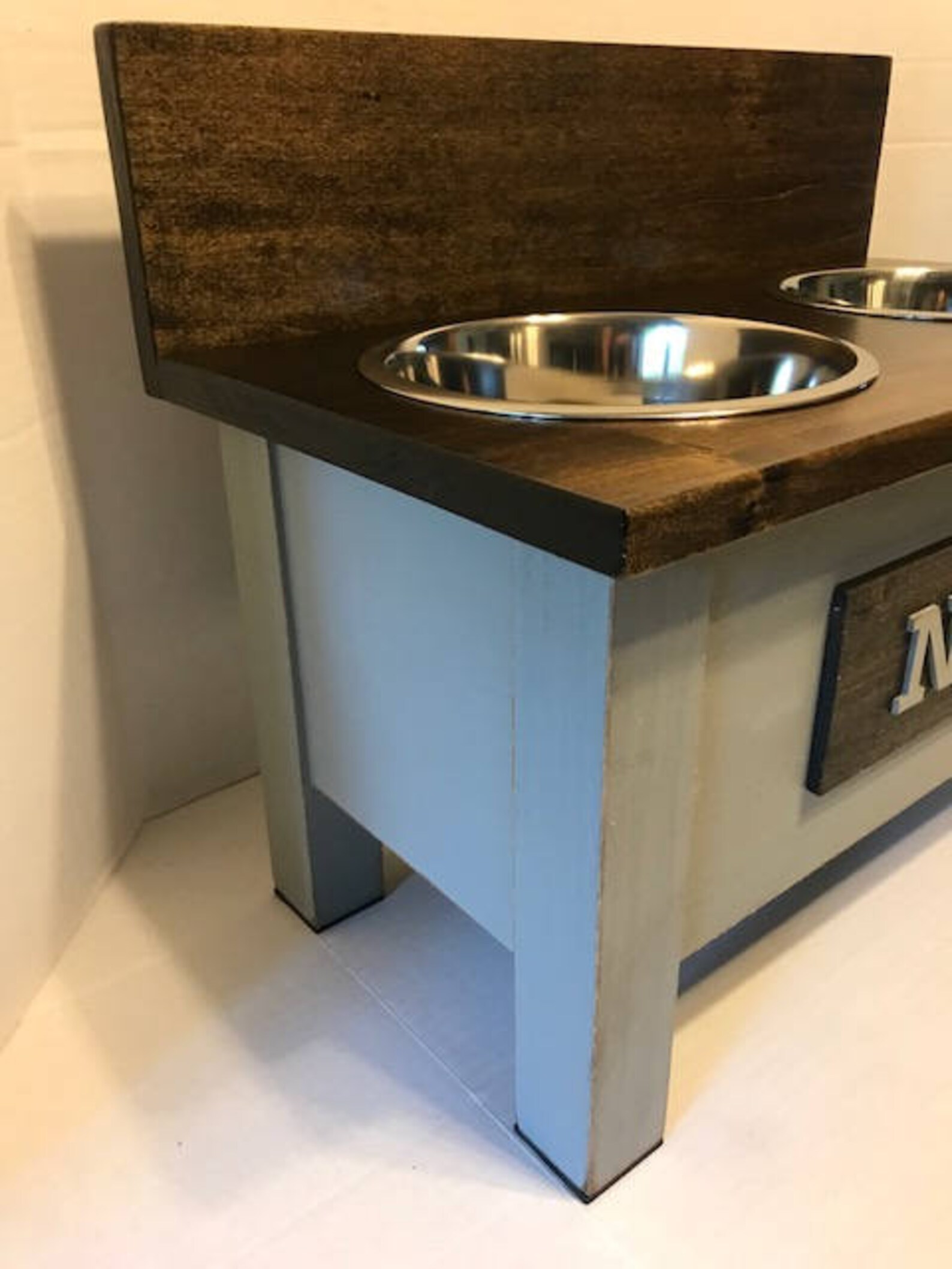 Dog Bowl Stand with Backsplash Dog Feeder Personalized Dog Etsy