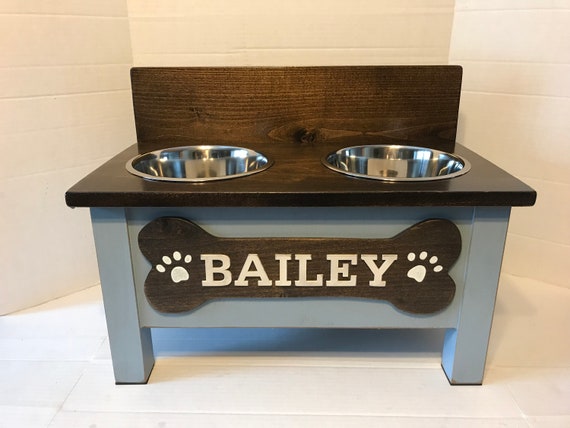 Dog Bowl Stand With Backsplash Farmhouse Decor Dog Bowl Etsy