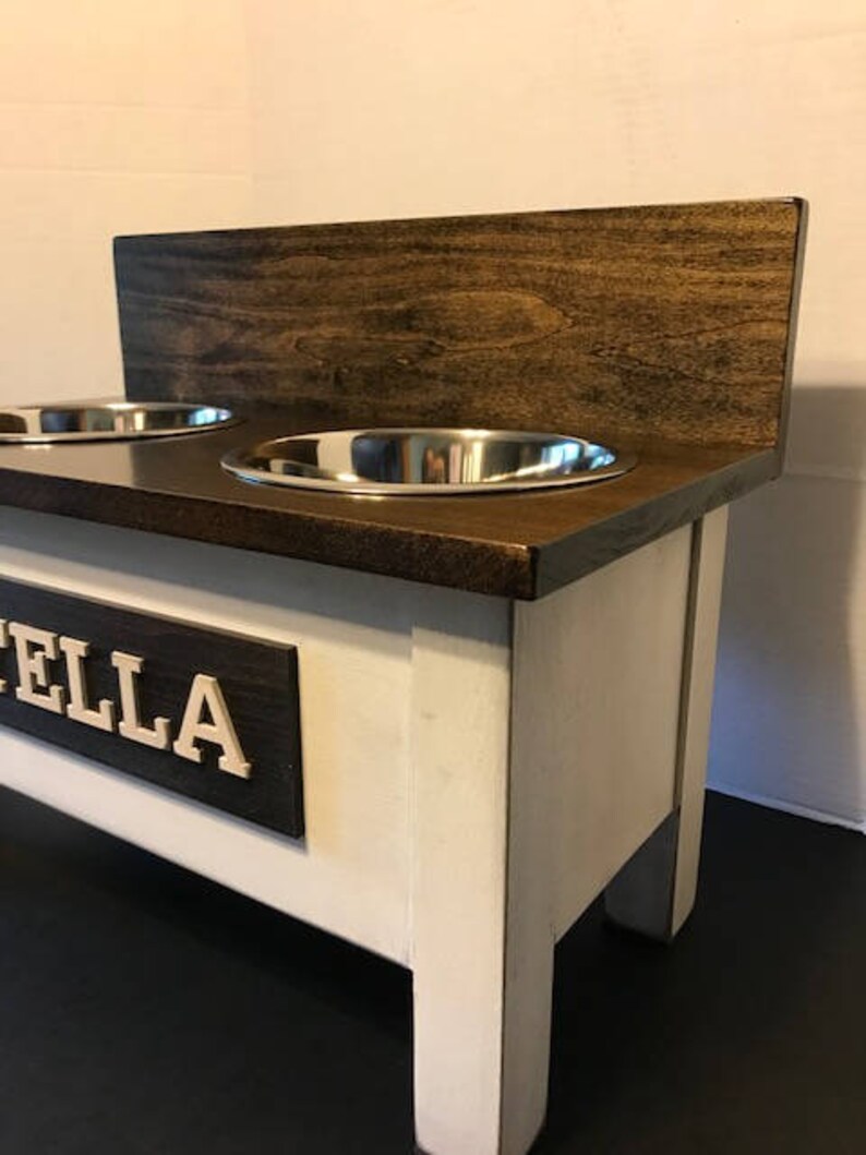 Dog Bowl Stand with Backsplash Dog Feeder Personalized Dog Etsy