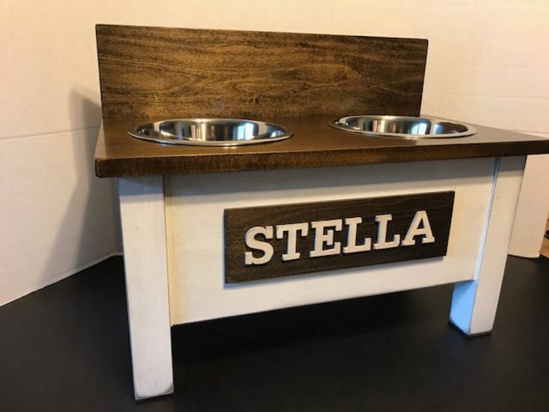 Dog Bowl Stand with Backsplash Dog Feeder Personalized Dog Etsy