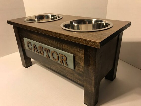 Dog Bowlrustic Pet Feeder Personalized Dog Bowl Raised Dog Etsy