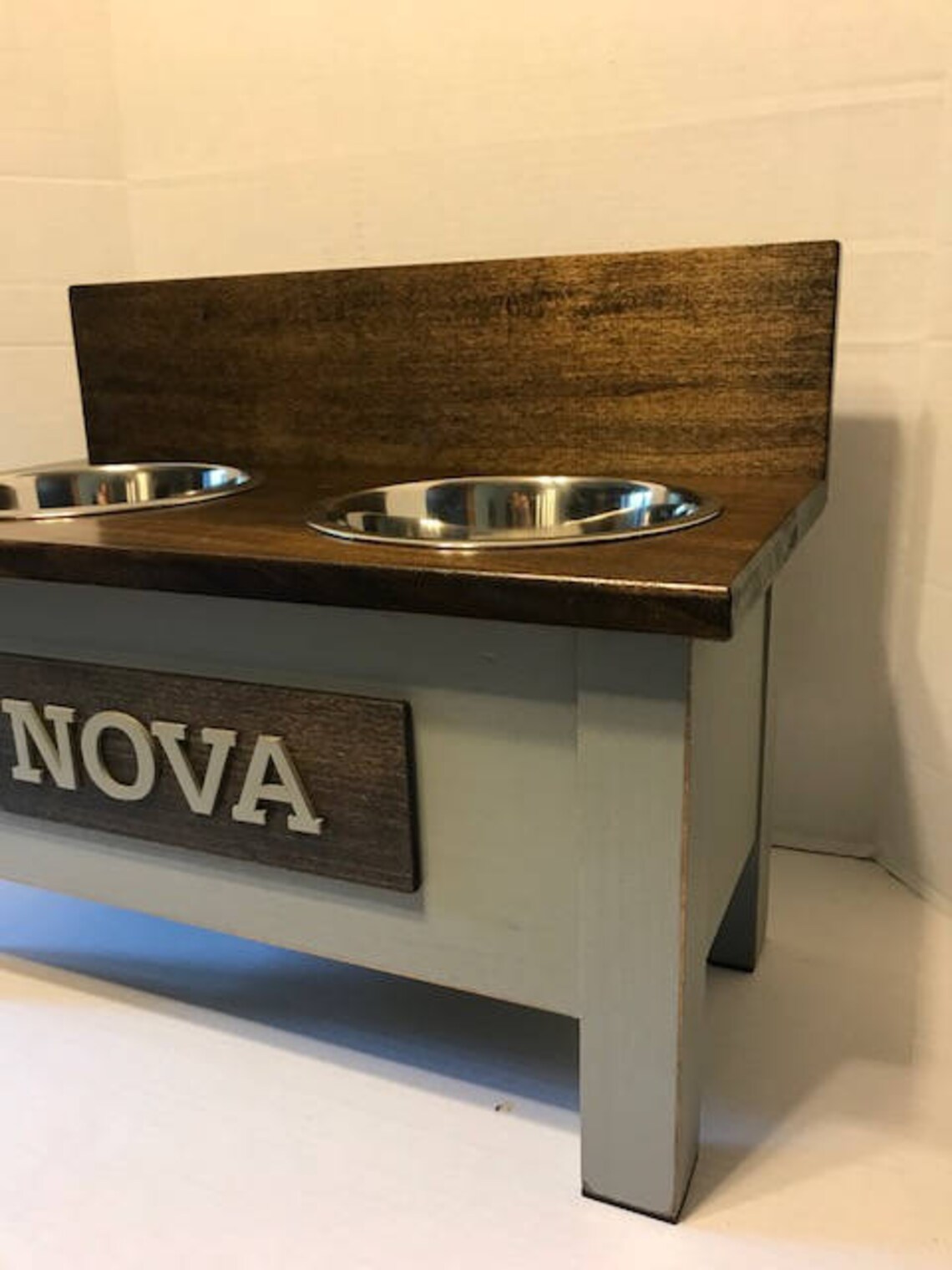 Dog Bowl Stand with Backsplash Dog Feeder Personalized Dog Etsy