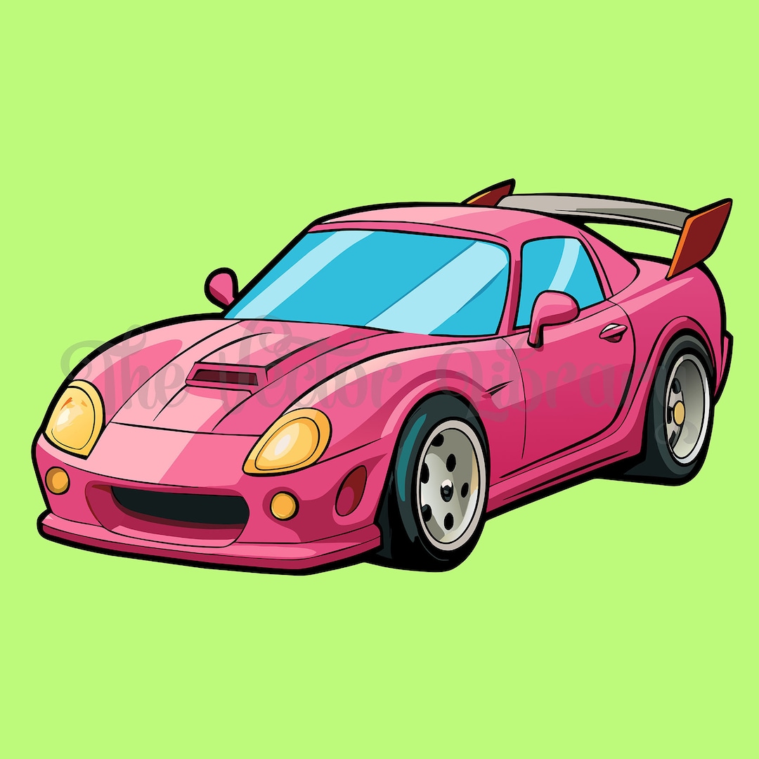 Pink Coupe Sports Car Cartoon High-speed Vehicle Vector,racing Car ...