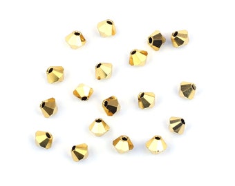 Opaque Gold Blue Cut Glass Bicones, 3mm Beads, 20 BEADS, CHOICE of COLOURS, Faceted Beads, Glass Beads, Machine-cut Beads, Crystal