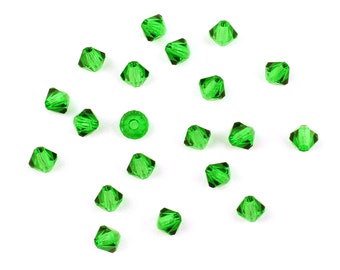 Green Transparent Cut Glass Bicones, 3mm Beads, 20 BEADS, CHOICE of COLOURS, Faceted Beads, Glass Beads, Machine-cut Beads, Crystal Bead