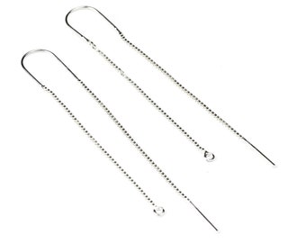 Sterling Silver Threader Ear Wires, 1 Pair, 45mm Drop, Earwires for Making Your Own Threader Earrings, Sterling Silver Earring Findings