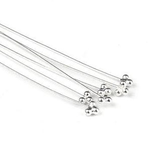 6 x Sterling Silver Flat Head Pins, Decorative 3-Ball Headpins, Real Silver Head Pins for Jewellery Making, Real Silver Findings, Beading