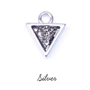 Triangle Silver Druzy Crystal Pendant Charm, Charm for Jewellery Making, Drusy Charm, Druzy Charm, Druzy Crystal Bead, Crystal Pendant
