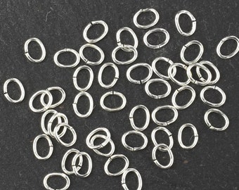 Oval Open Jump Rings – Silver, CHOICE of SIZE 3mm, 5mm or 6mm, Tierracast Oval Jump Rings, Silver Jewellery Components.