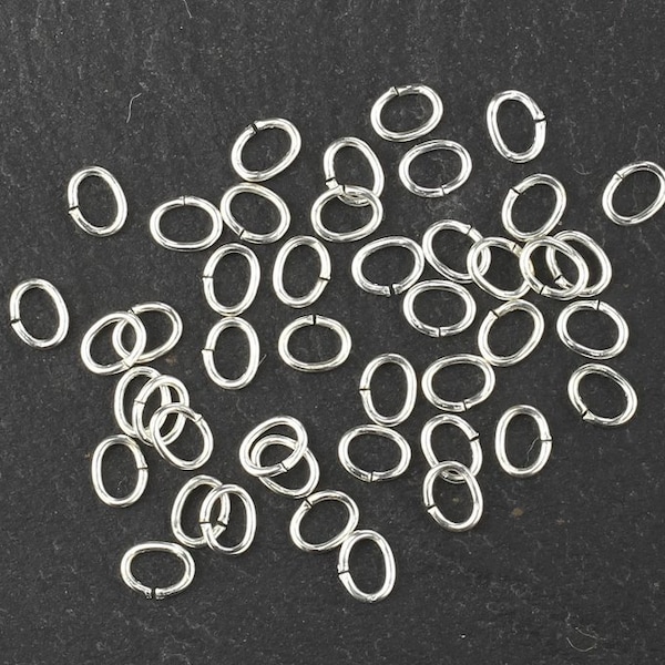 Anneaux ouverts ovales – Argent, tailles au choix 3 mm, 5 mm ou 6 mm, anneaux joncs ovales Tierracast, composants de bijoux en argent.