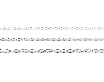 Chaîne à maillons fins en argent sterling, prix au mètre, choix de maillons de 2 mm/2,5 mm/3 mm, chaîne en argent sterling pour bijoux, chaîne au mètre