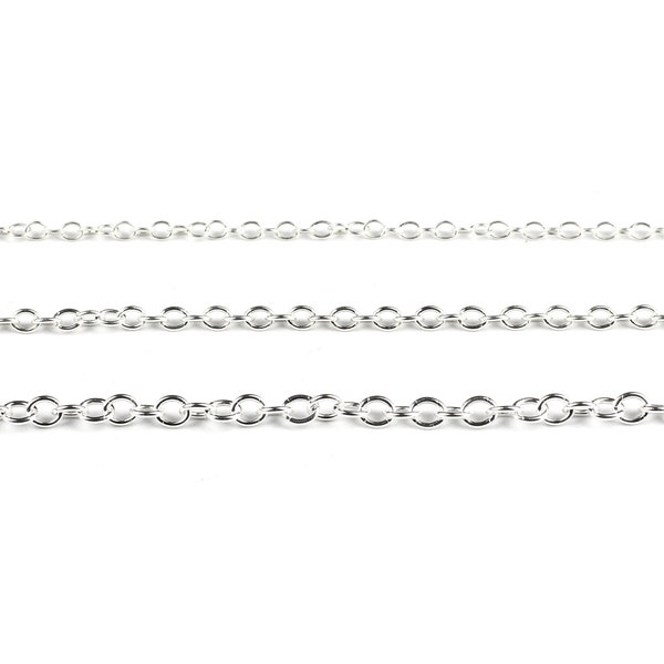 Sterling Silver Fine Link Chain, Price Per Metre, Choice of 2mm / 2.5mm / 3mm Links, Sterling Silver Chain For Jewellery, Chain by Metre
