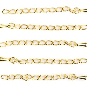 Extension Chains in Gold, PACK of 5, 2-inch Extension Chains, Gold Extension Chain, Necklace Extension Chain, Bracelet Extension Chain