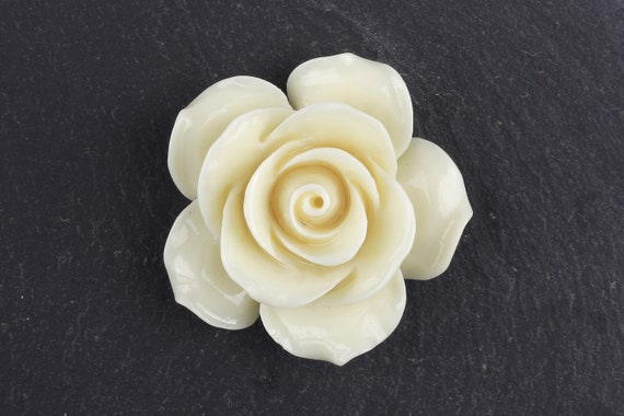 Cream Acrylic Flower Bead 30mm X 13mm Cream Rose Rose Bead - Etsy UK