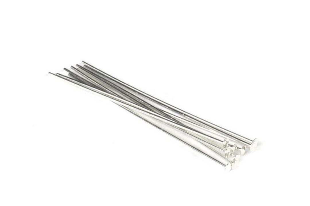 10 X Sterling Silver Flat Head Pins, Real Silver Head Pins for