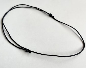 Adjustable Black Waxed Cotton Necklace, 2mm, Perfect for Pendant