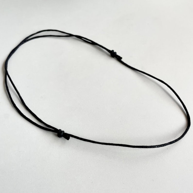 Collier ajustable en coton ciré noir, 2 mm, parfait pour un pendentif image 1