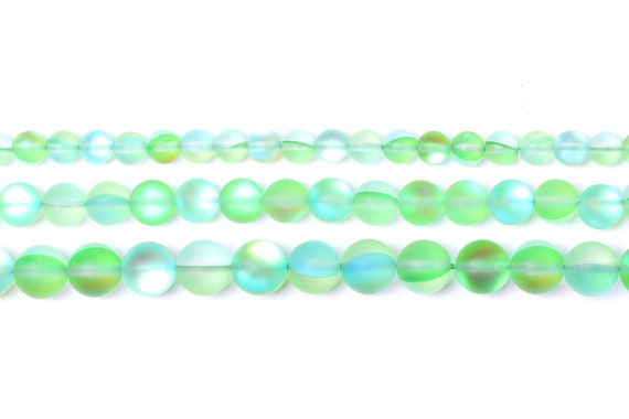 Green Glow Bead Strand, CHOICE OF 6mm, 8mm or 10mm Beads, Strand of Glass  Beads, Round Glass Beads, Colourful Beads, Neon Glow Beads 