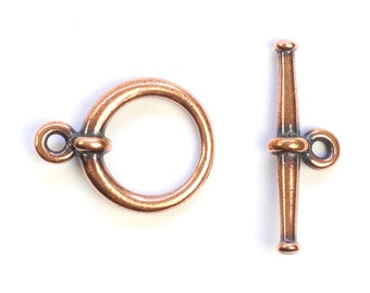 Copper Chunky Toggle Clasp, Tierracast Clasp, 16mm Toggle Clasp, Copper Necklace Toggle, Copper Hoop and Bar, Chunky Copper Jewellery Clasp