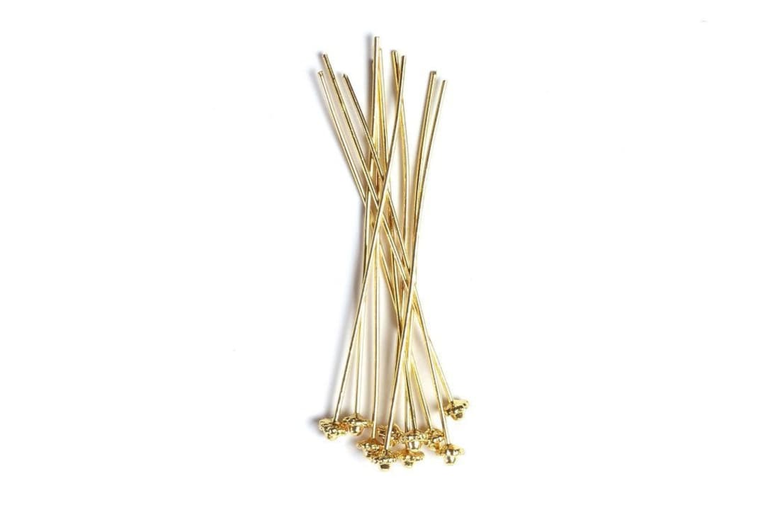10 X Goldplated Decorative Head Pins, 55mm, 10pack Fancy Headpins