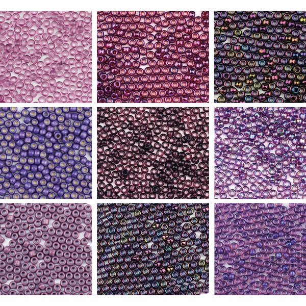 Size 8/0 Purple Seed Beads, CHOICE of 9 shades, 10g Seed Beads, Tiny Beads, Seed Beads for Beading, Jewellery Making, Embroidery & Weaving