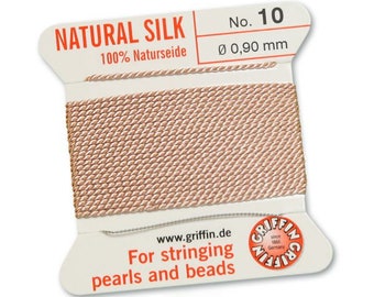 Natural Silk Thread in Light Pink, CHOICE of Thicknesses, Griffin Silk, 100% Natural Silk, Beading Silk, Silk for Stringing Pearls