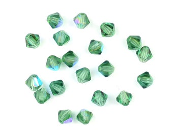 Bicones en verre coupe vert irisé, perles de 5 mm, taille 5, 20 PERLES, Perles à facettes, Perles transparentes, Perles coupées à la machine, CHOIX DE COULEURS