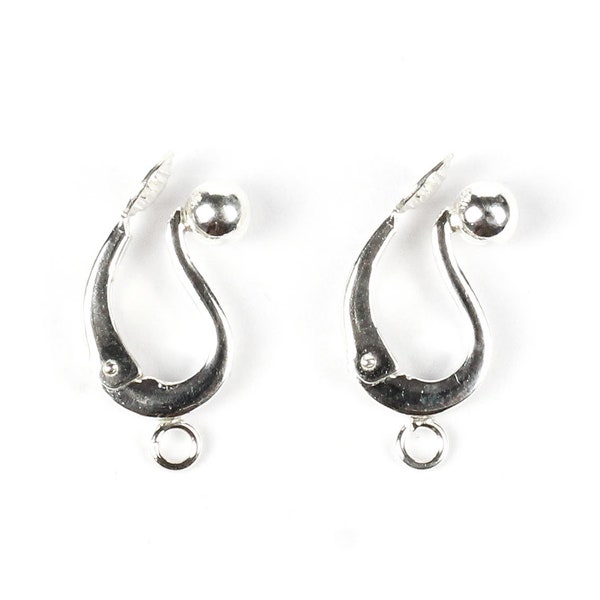 Sterling Silver Clip-on Earrings, 1 Pair, 17mm, Make Your Own Clip Earrings, Sterling Silver Earring Findings, No Piercing Earrings