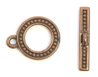 Clasp décoratif en cuivre, 16mm, Clasp Chunky Toggle, Copper Toggle, Copper Necklace Clasp, Copper Hoop and Bar, Copper Jewellery Clasp