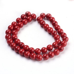 Synthetic Turquoise Round Beads Dyed Red, 8mm Beads, Red beads, Jewellery Making Beads, Red Beads for Necklace