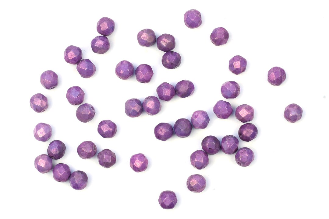 Purple Czech Glass Beads 6mm 20 Bead Pack Purple Glass Etsy