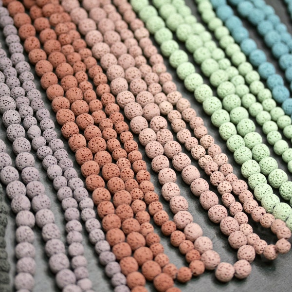 Unwaxed lava beads, 6mm unwaxed lava beads, diffuser beads, natural beads, pastel beads, diffuser jewellery beads, lava stone beads.