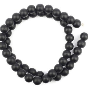 Agate Bead Strand, Matte Black Round 8mm Beads, 51 beads, Agate Beads for Jewellery Making, Semi Precious Beads, Large Black Beads, Matte