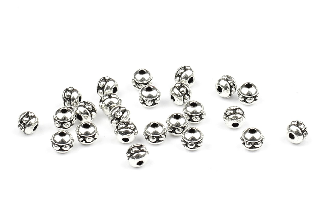 Silver Spacer Beads With Decorative Detail, PACK of 20 BEADS, 4mm X 1mm