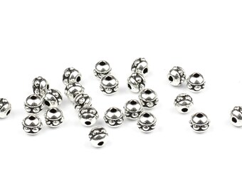 Silver Spacer Beads with Decorative Detail, PACK of 20 BEADS, 4mm x 1mm Spacer Beads, Beads for Jewellery Making and Beading, Silver Spacers