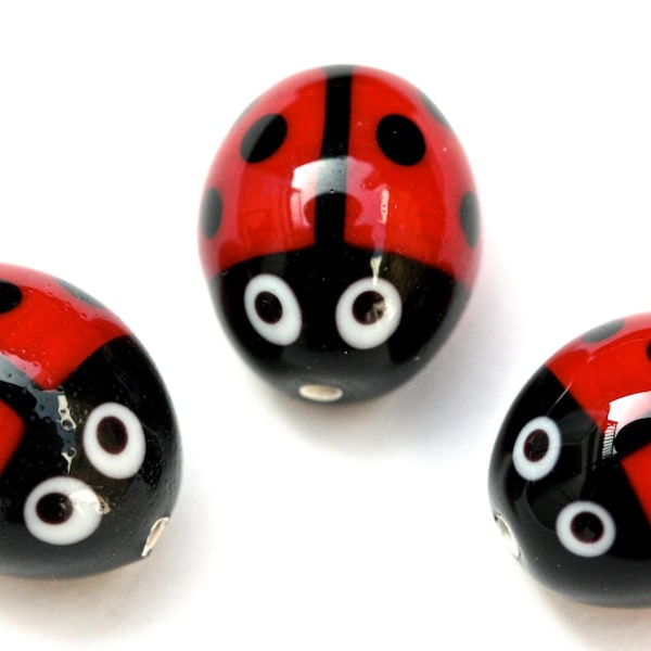 Ladybird beads Handmade beads Lampwork beads Animal beads Ladybird charm Childrens beads Glass ladybirds