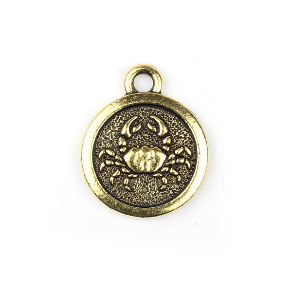 Cancer Zodiac Charm, 15mm Charm, Tierracast Gold-plated Charms, Star Sign Charms, Horoscope Charms, Star Sign, Jewellery Making Charm
