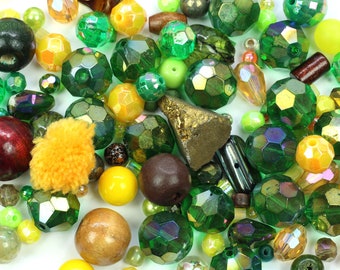 Bead Mix, Safari, glass bead mix, assorted bead mix, bead mixes, jewelry making, craft supplies, assorted beads, green bead mix,