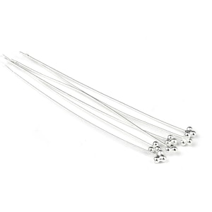 Sterling Silver 3-Ball Bead Headpins, 6 PACK, Silver Pins 3mm Head, Solid Sterling Silver Headpins, Fine Wire Head Pins, Pendant Headpin