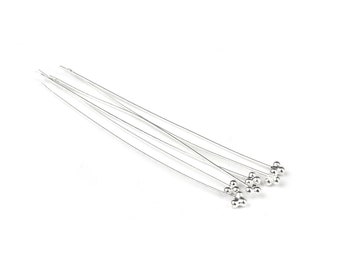 Sterling Silver 3-Ball Bead Headpins, 6 PACK, Silver Pins 3mm Head, Solid Sterling Silver Headpins, Fine Wire Head Pins, Pendant Headpin