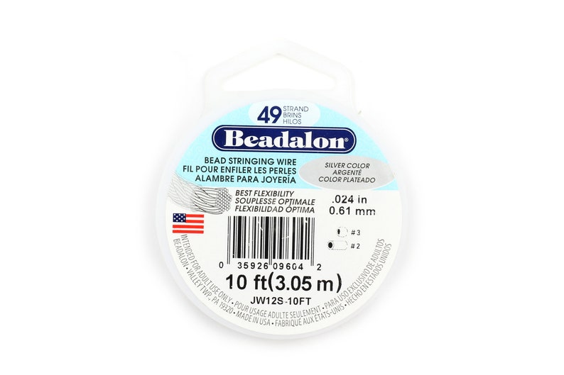 Silver Jewellery Wire Beading 3.05m 10ft Jewellery Making Wire Tarnish Resistant Wire Beadalon 49 Strand 0.61mm 0.024in Bead Wire