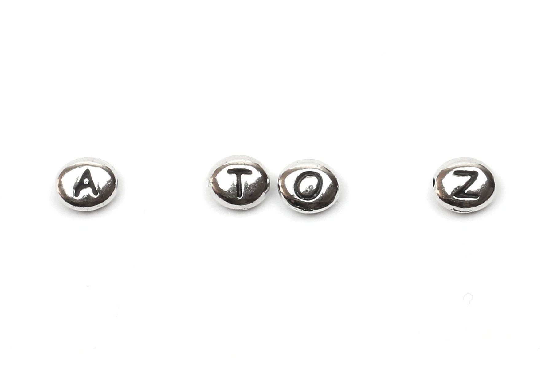 Sterling Silver Letter Beads, 5.5mm, Cube Bead,large Hole,sterling Silver  Initial Bead,personalize,1 Piece, Letter, Initial, Symbol, Number 