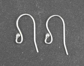 Sterling Silver Ear Wires, Silver Earwires, 1 Pair, Make Your Own Earrings, Sterling Silver Jewellery Findings, Silver Earring Hooks