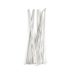 Sterling Silver Flat Head Pins, 10 PACK, Silver Pins w/ 2.5mm flat head, Solid Sterling Silver Headpins, Fine Wire Head Pin, Pendant Headpin