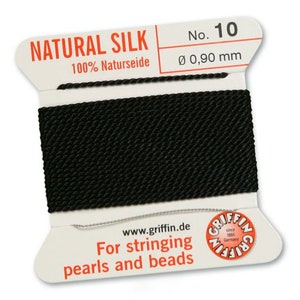 Natural Silk Thread in Black, CHOICE of Thicknesses, Griffin Silk, 100% Natural Silk, Beading Silk, Silk for Stringing Pearls