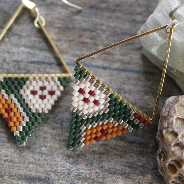 Kumquat. Seed Bead Earrings. Handwoven Earrings. Brick Stitch.