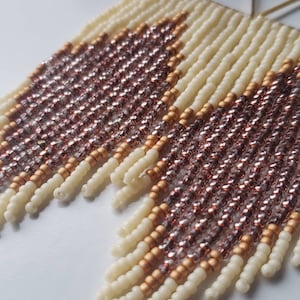 Gilded. Handwoven earrings. Seed bead earrings. Fringe earrings. Sparkling earrings.