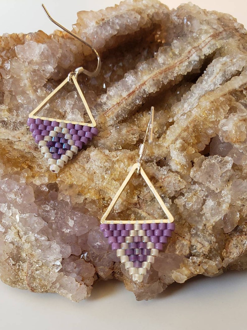 Grape Nehi. Minimalist earrings. Purple earrings. Sparkling earrings. image 2